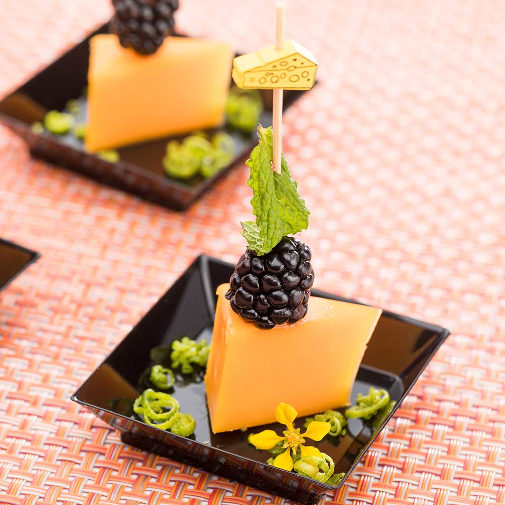 Restaurantware 2.5 X 2.5 Inch Mini Tasting Plates 100 Disposable Square Plastic Plates - Durable Stylish Black Plastic Hors D'Oe