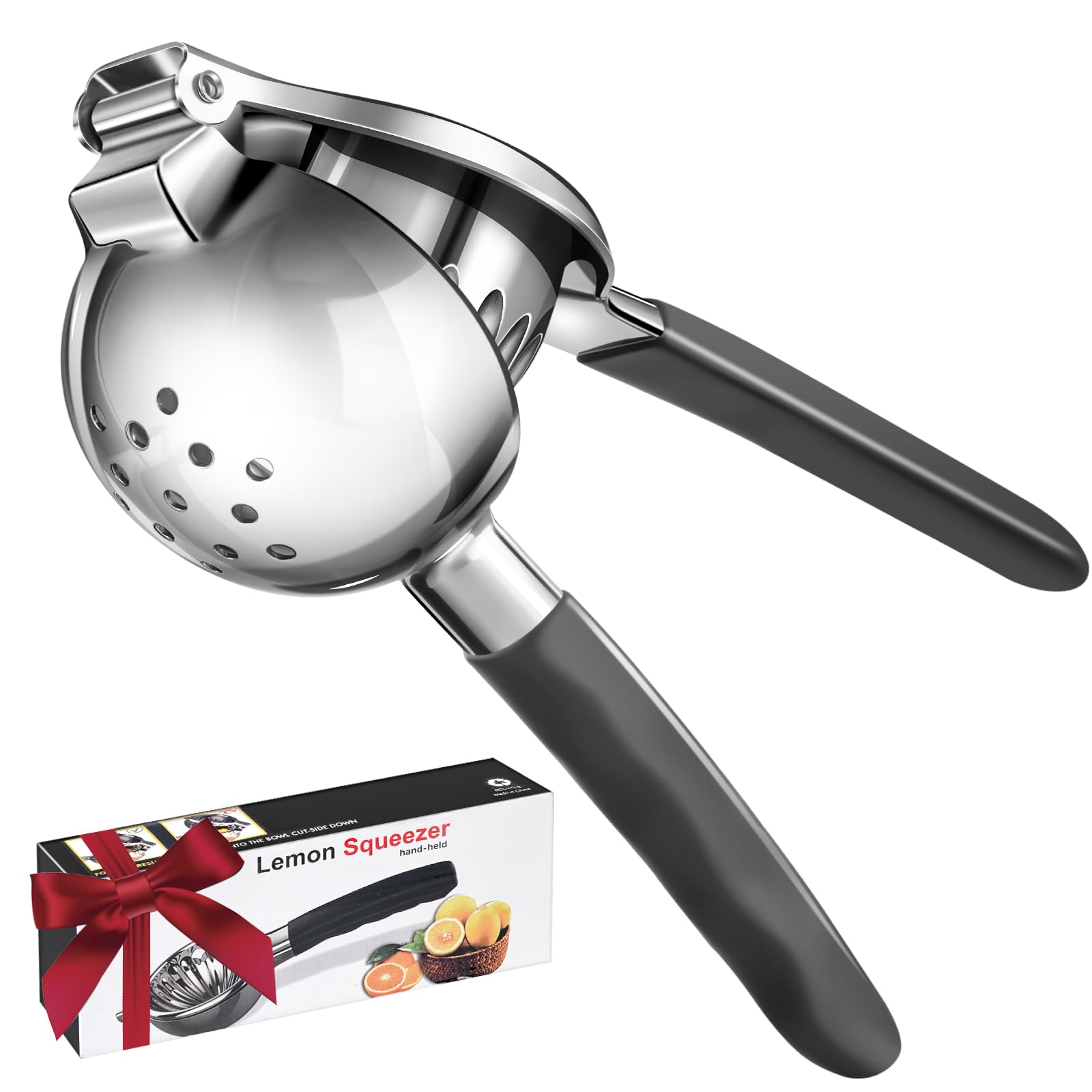Lemon Squeezer, Sopito Stainless Steel Citrus Press Juicer Heavy Duty With Large Metal Squeezer Bowl For Seedless Juicing, Non-S