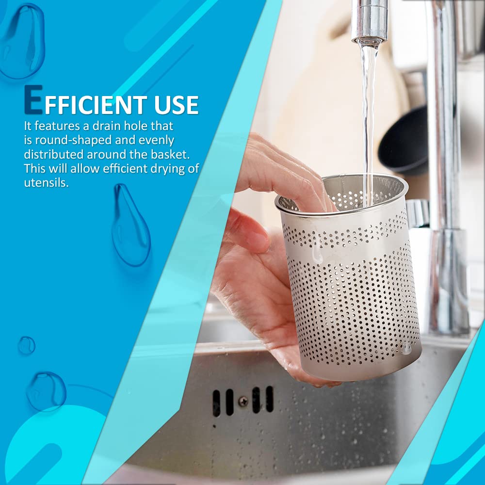 Home&I Silverware Drying Basket, Kitchen Sink Utensil Holder Replacement,Thin Dish Drying Rack Countertop Organizer Stainless St