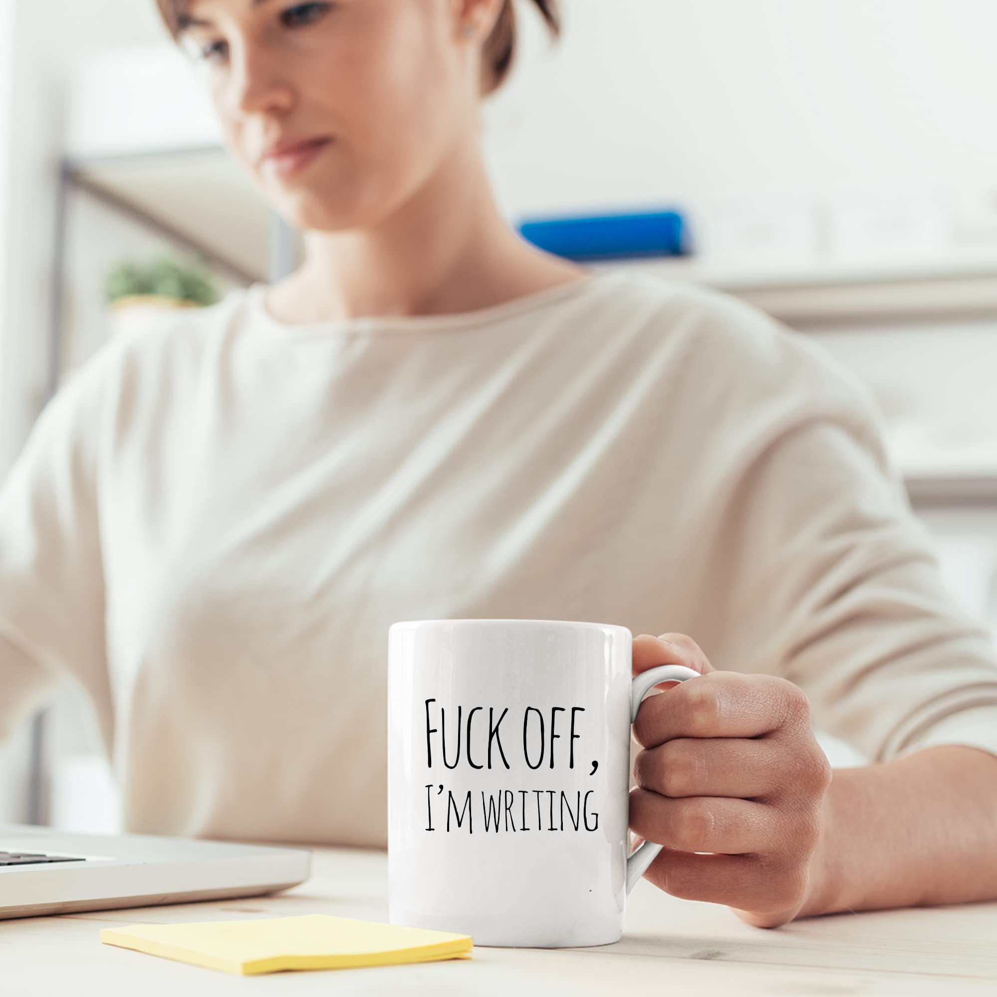 Writing Mug Mugs for Writers F**k Off I'm Writing Novelty Ceramic Coffee Cup Gifts for Writer 11 Ounces White Cups