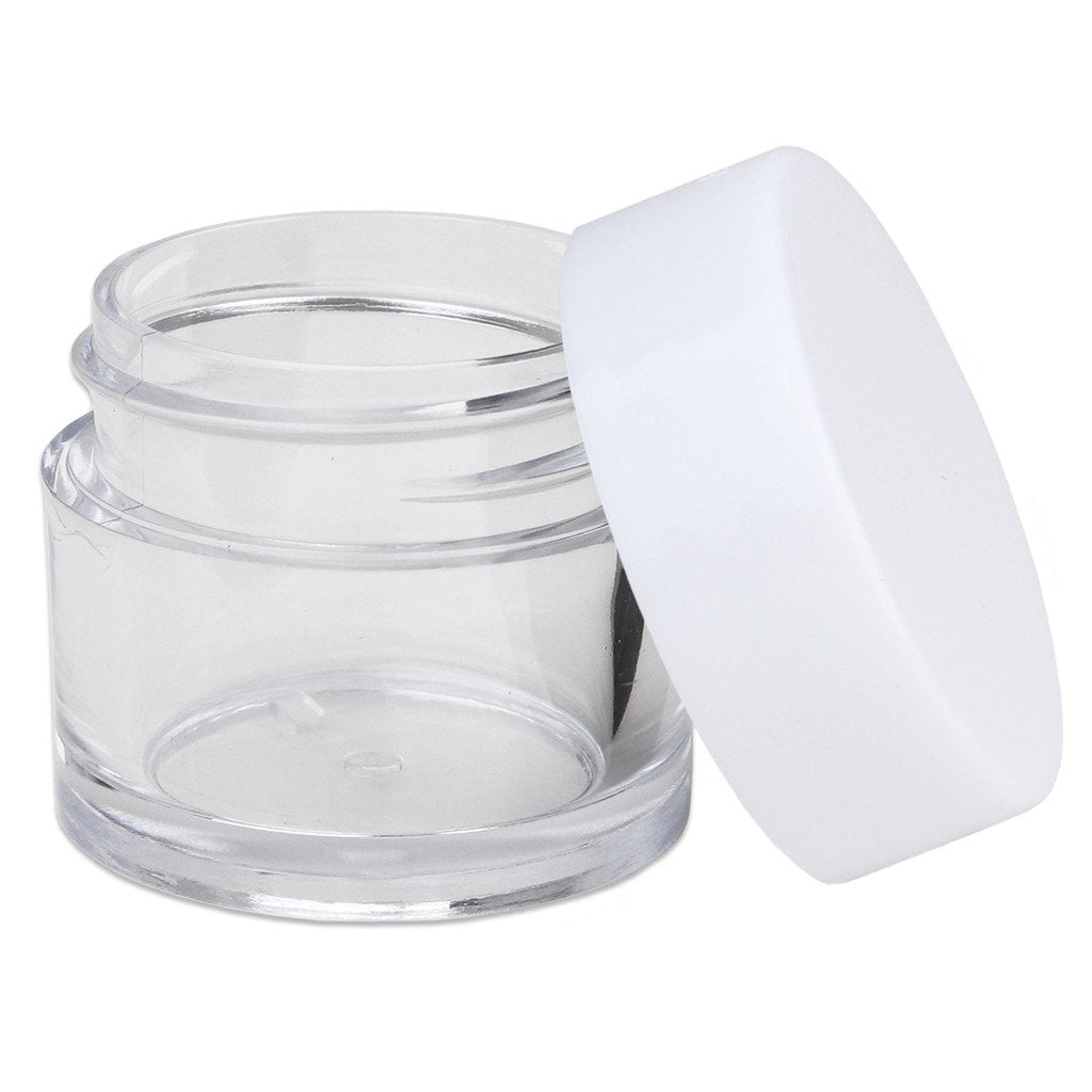 Beauticom High-Graded 7 Grams/7 Ml (Quantity: 12 Packs) Thick Wall Crystal Clear Plastic Leak-Proof Jars Container With White Li