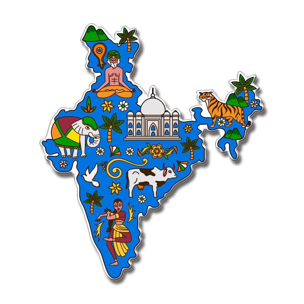 Yey Colorful India Map Fridge Magnet Refrigerator Stylish Indian Illustration For Home, Kitchen And Office Decoration (Multicolo