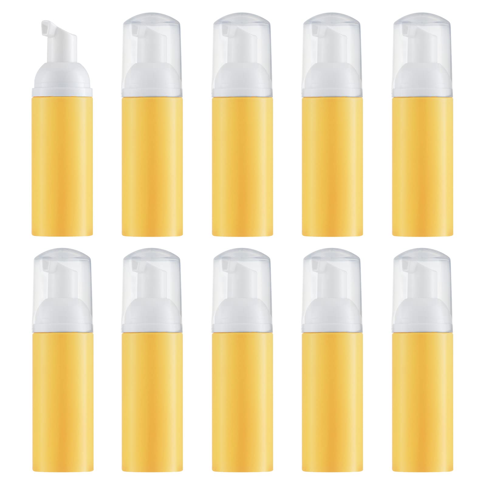 Tekson 10Pcs Soap Foam Bottle (2 Oz), Empty Travel Foaming Lash Shampoo For Cleanser, Dispenser (Yellow Pump)