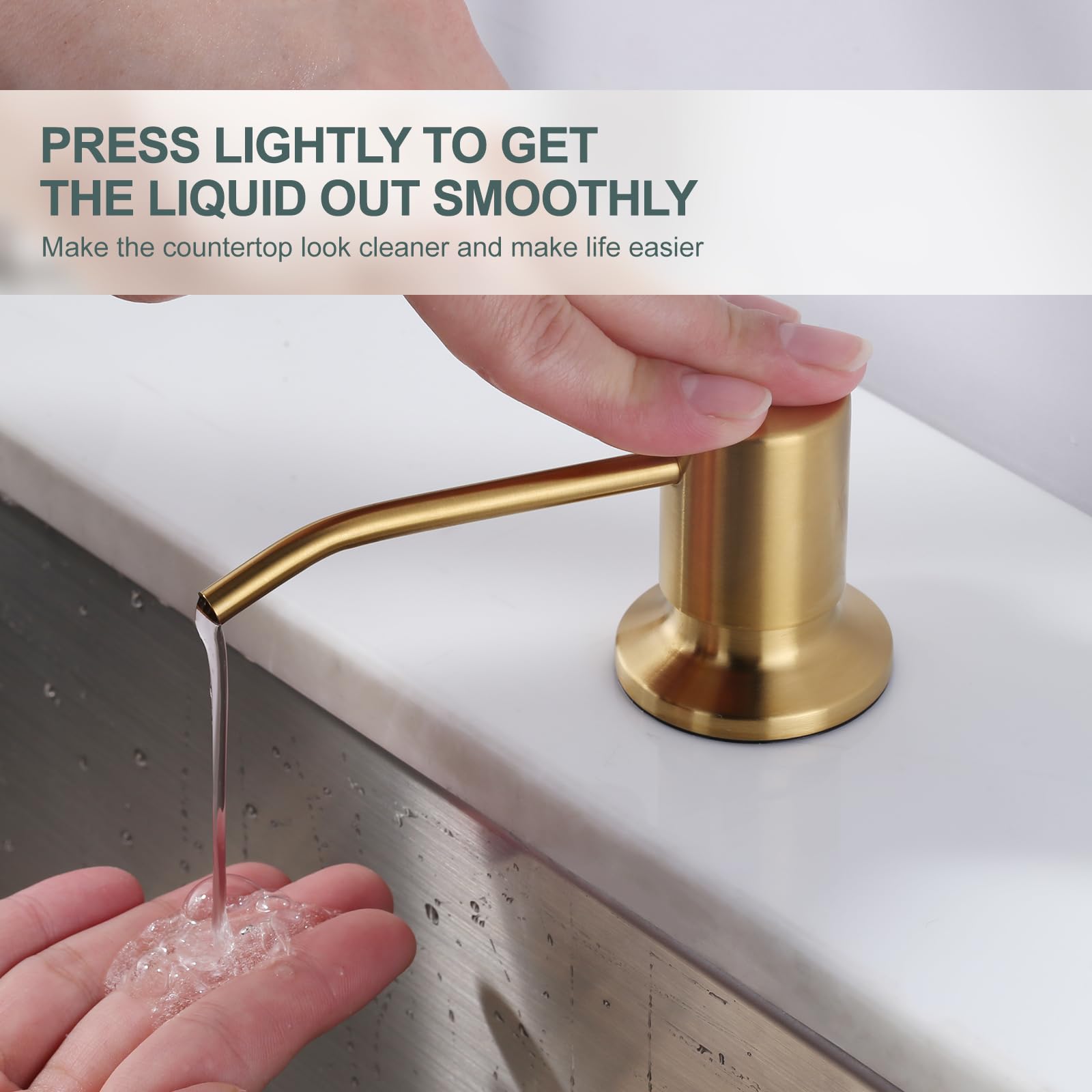 Black And Gold Kitchen Faucet With Soap Dispenser, Wowow Stainless Steel Kitchen Sink Faucet Single Handle High Arc Utility Sink