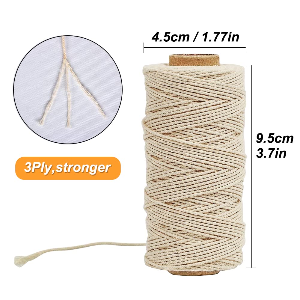 Tenn Well Butchers Cooking Twine - 328ft 3Ply 1mm Cotton String, Food Safe, White, Model TW002MX