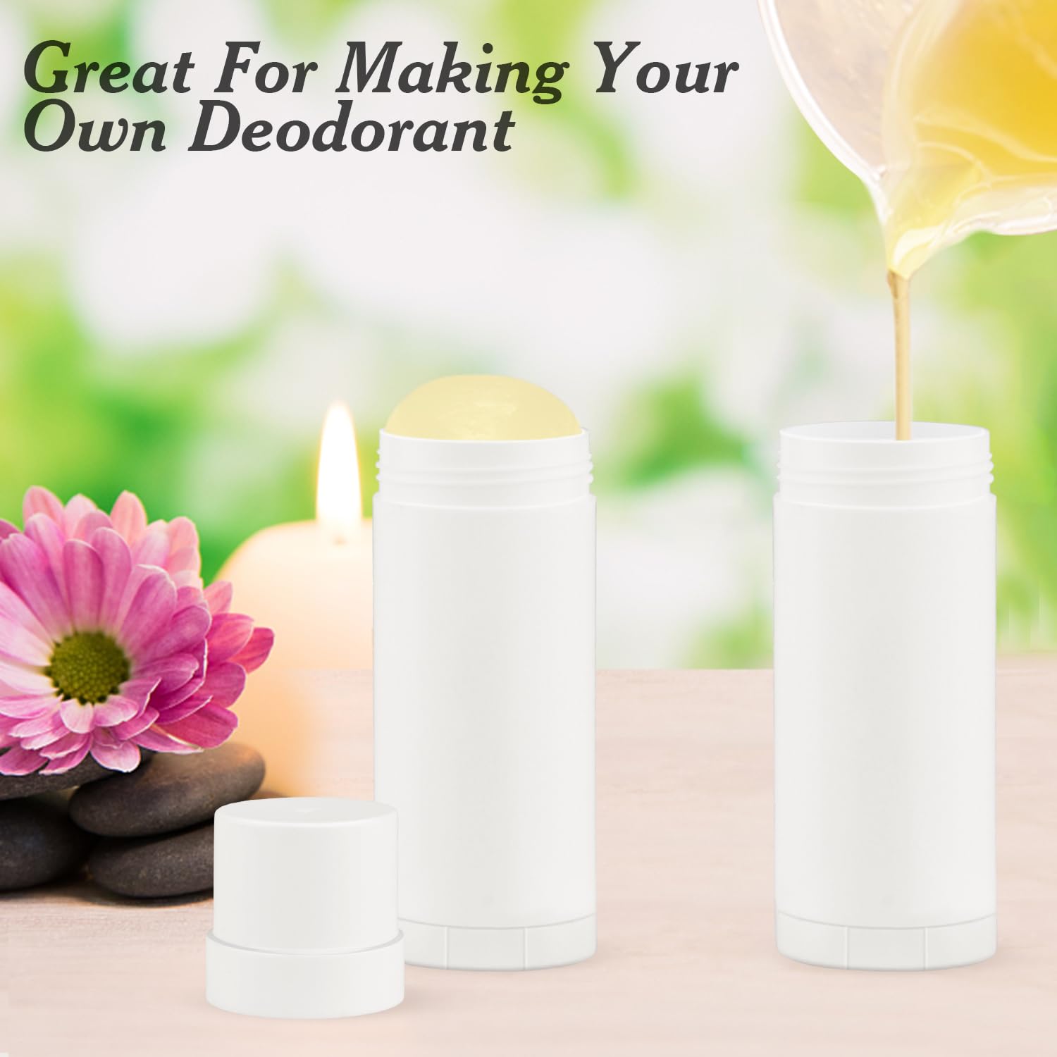 Mirrline 60Ml/2Oz White Deodorant Containers Plastic Twist Up Filling Bottle Refillable Deodorant Holder Stick For Crayon Lip Ba