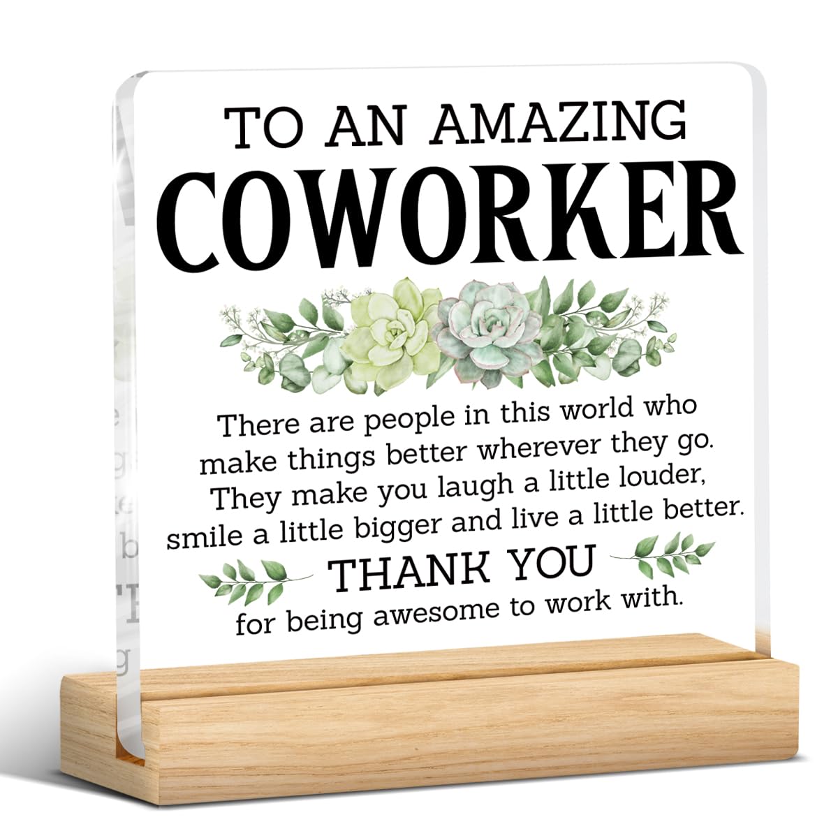 Thank You Gifts for Coworkers, Coworkers Appreciation Gifts for Women Men, Amazing Coworker Acrylic Desk Sign Decor
