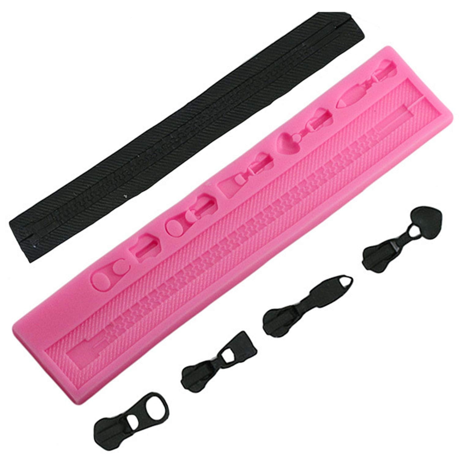 Clothes Zipper Chain For Diy Cake Cupcake Topper Fondant Baking Biscuit Tray 3D Chocolates Hard Candies Drop Glue Decor Silicone