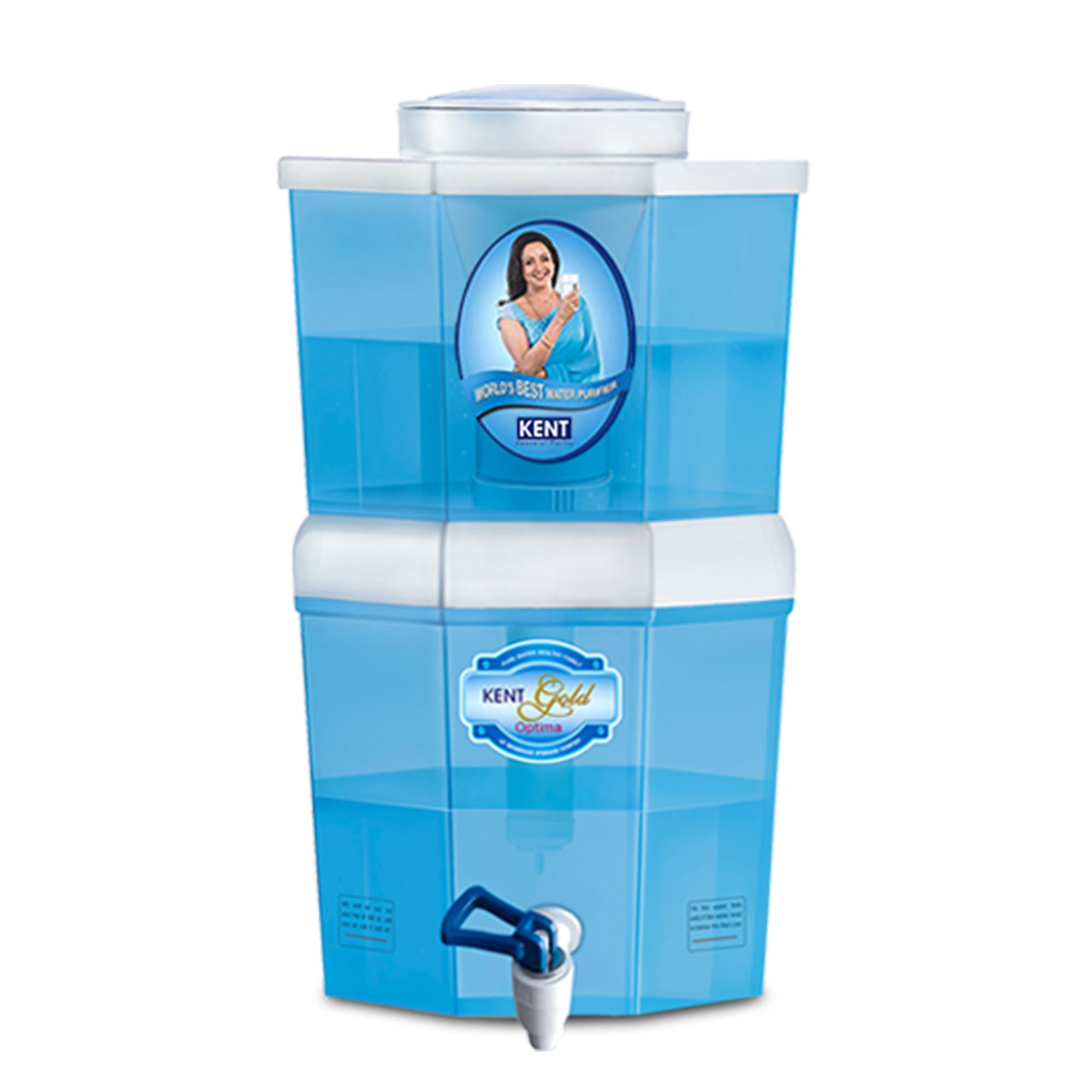 Kent Gold Optima Gravity Water Purifier | Uf Technology Based | NonElectric & Chemical Free | Counter Top | 5L Top + 5L Bottom 