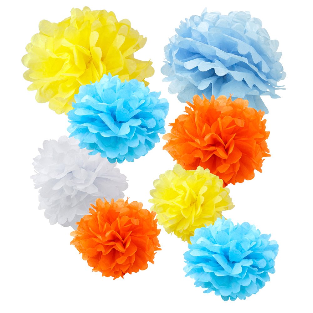 Wyzworks Set Of 8 (Assorted Spring Bloom Colorful Color Pack) 10'' 12'' 16'' Diy Tissue Pom Poms Flower Party Decorations For We