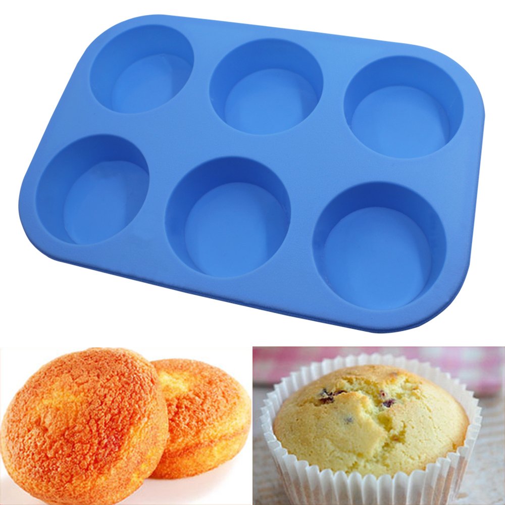 Sourceton 6-Cup Silicone Muffin Mold, 3 Packs Of Muffin Pan, Non-Stick Baking Pan, Flexible, Cupcake Pans, Oven
