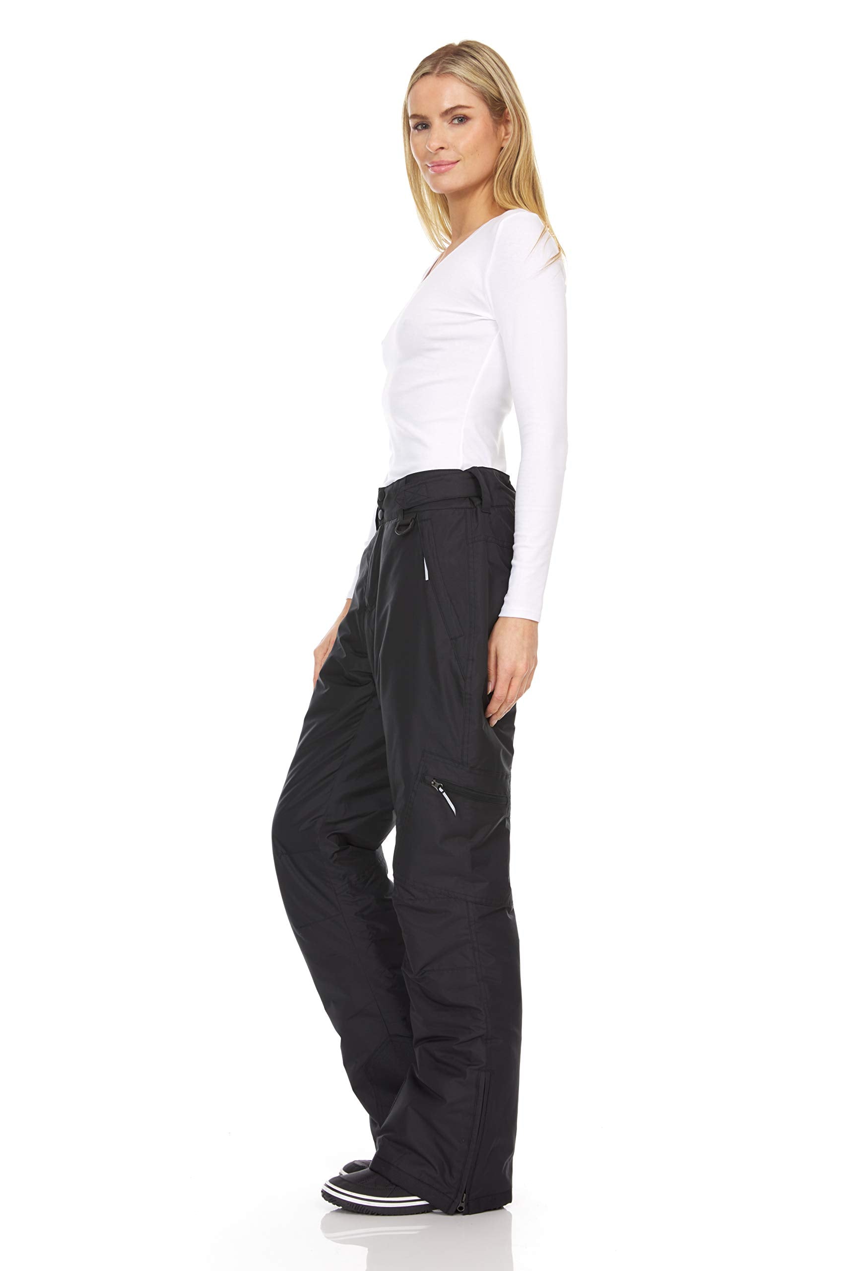 Arctic Quest Womenas Insulated Ski And Snow Pants, Water Resistant Trousers, Black, S