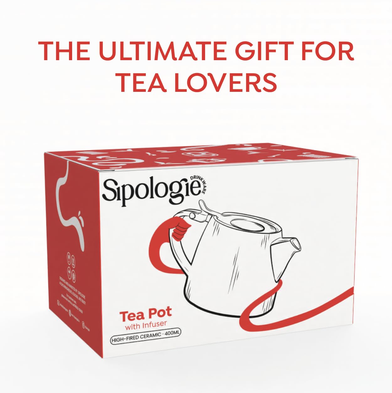 Glenburn Tea Direct Ceramic Teapot Kettle With Infuser  Perfect Loose-Leaf, Flowery, Herbal, Green Tea Maker  High Fired, Finely