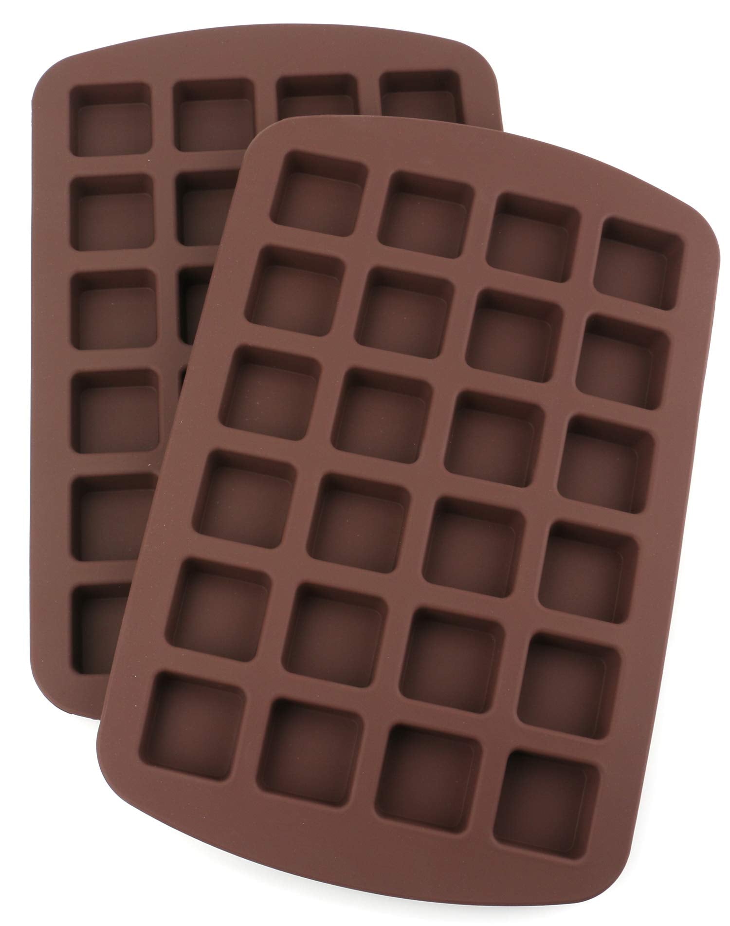 Lawei 2 Pack 24 Cavity Brownie Silicone Mold - Silicone Ice Cube Tray Ice Cube Mold for Making Cube, Candy, Chocolate Truffles, 