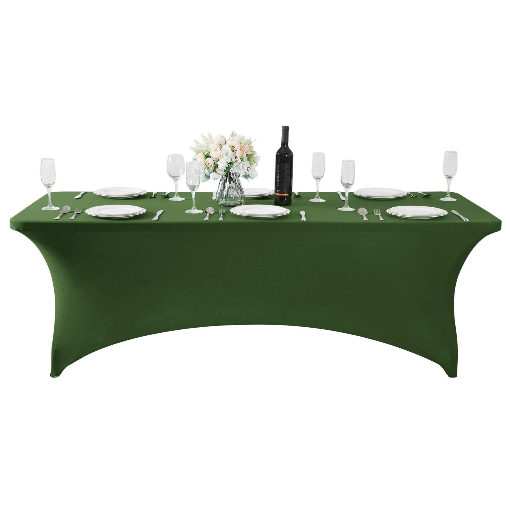 Hezuzo Spandex Table Cover For 8Ft Table Universal Fitted Stretch Tablecloth For Party, Banquet, Wedding And Events-Willow
