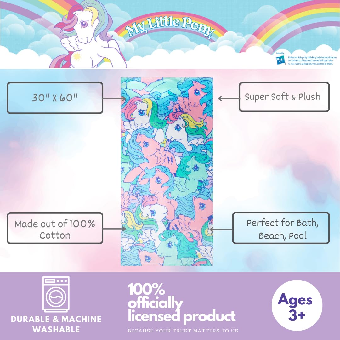 Franco My Little Pony Retro Super Soft Cotton Bath/Pool/Beach Towel, 60 In X 30 In, (Official Licensed My Little Pony Product) C