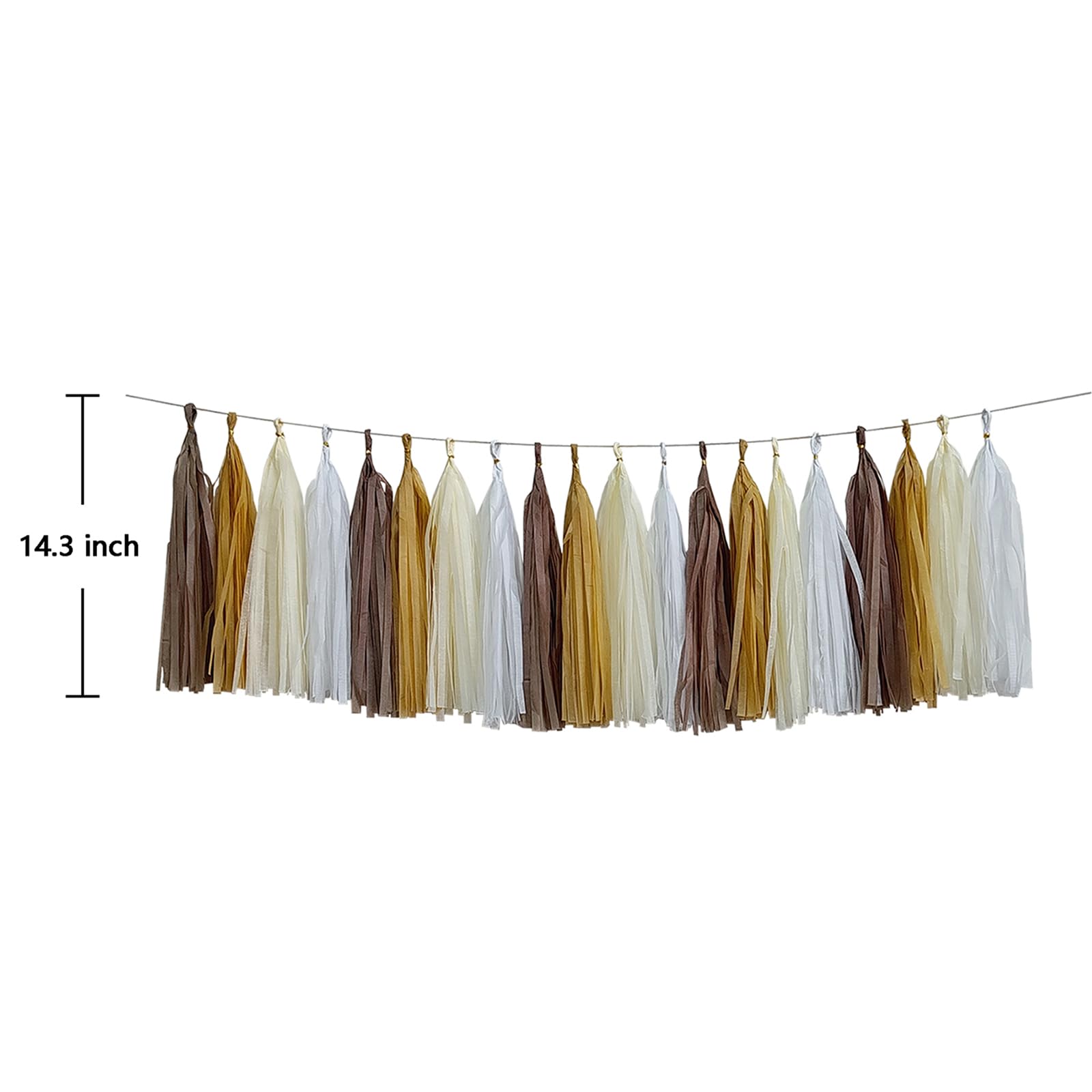 ZOOYOO Brown Tassel Garland Tissue Paper Tassel Banner, Boho Table Decor,DIY Kits for Rustic Neutral Western Graduation Party, T