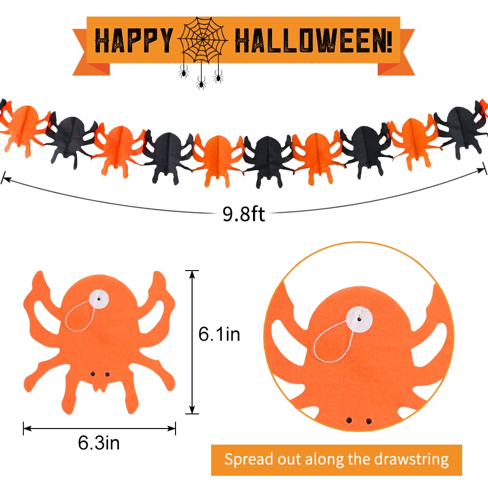 Halloween Party Decorations, Black Orange Party Supplies, Hanging Paper Lanterns Pumpkin Honeycomb Tissue Paper Fan Spider Garla