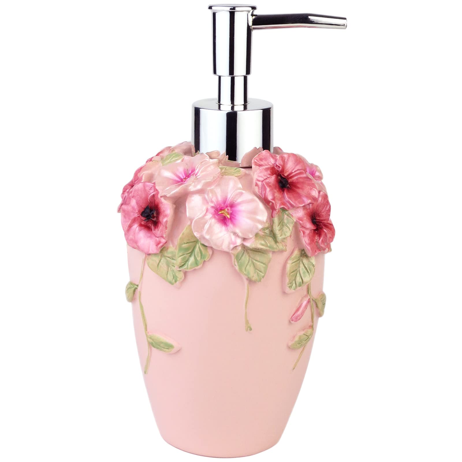Flower Soap Dispenser With Luxury Vintage Decorative - Resin - Colorful Painted By Hand Lotion Dispenser For Bathroom, Kitchen C