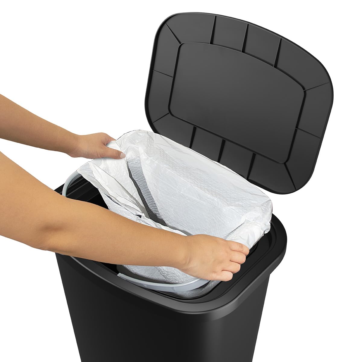 Glad 20 Gallon Trash Can - Plastic Kitchen Waste Bin With Odor Protection Of Lid, Premium Stainless Steel Step On Foot Pedal And