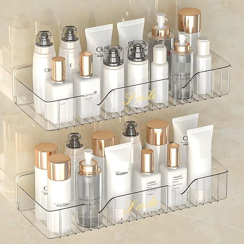 Sr Transparent Self Adhesive Bathroom Shelf For Wall Shelf Organizer Wall Mounted Bathroom Shelves Rack Holder Stand For Bathroo