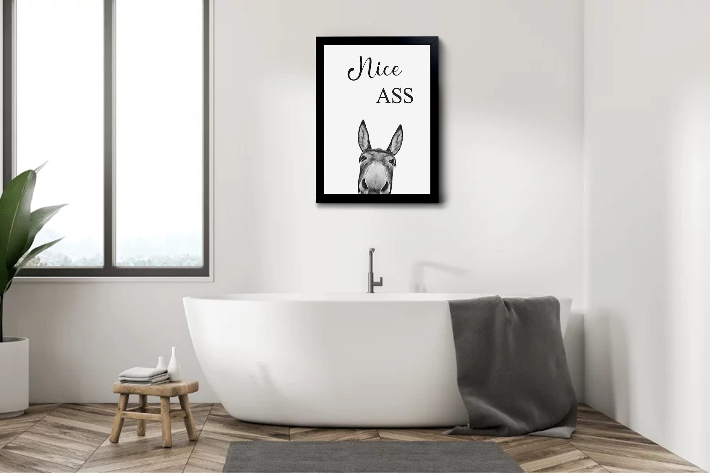 Donkey Animal Prints Toilet Room Decor,Nice Ass Quotes Bathroom Sign, Funny Bathroom Decor Bathroom Signs, Funny Bathroom Wall A