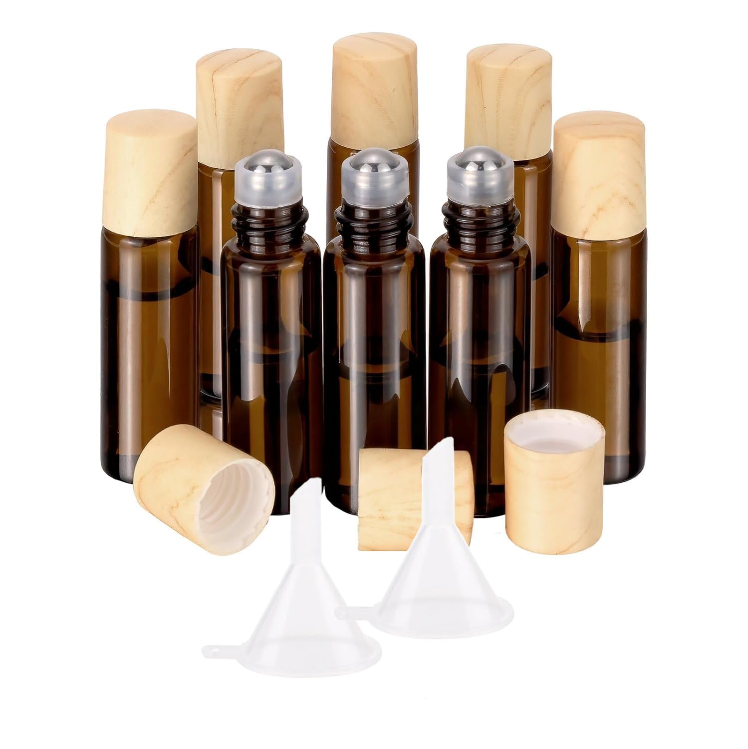 Newzoll 5mL(1/6 Oz) Amber Glass Roll On Bottles, 8 Pack