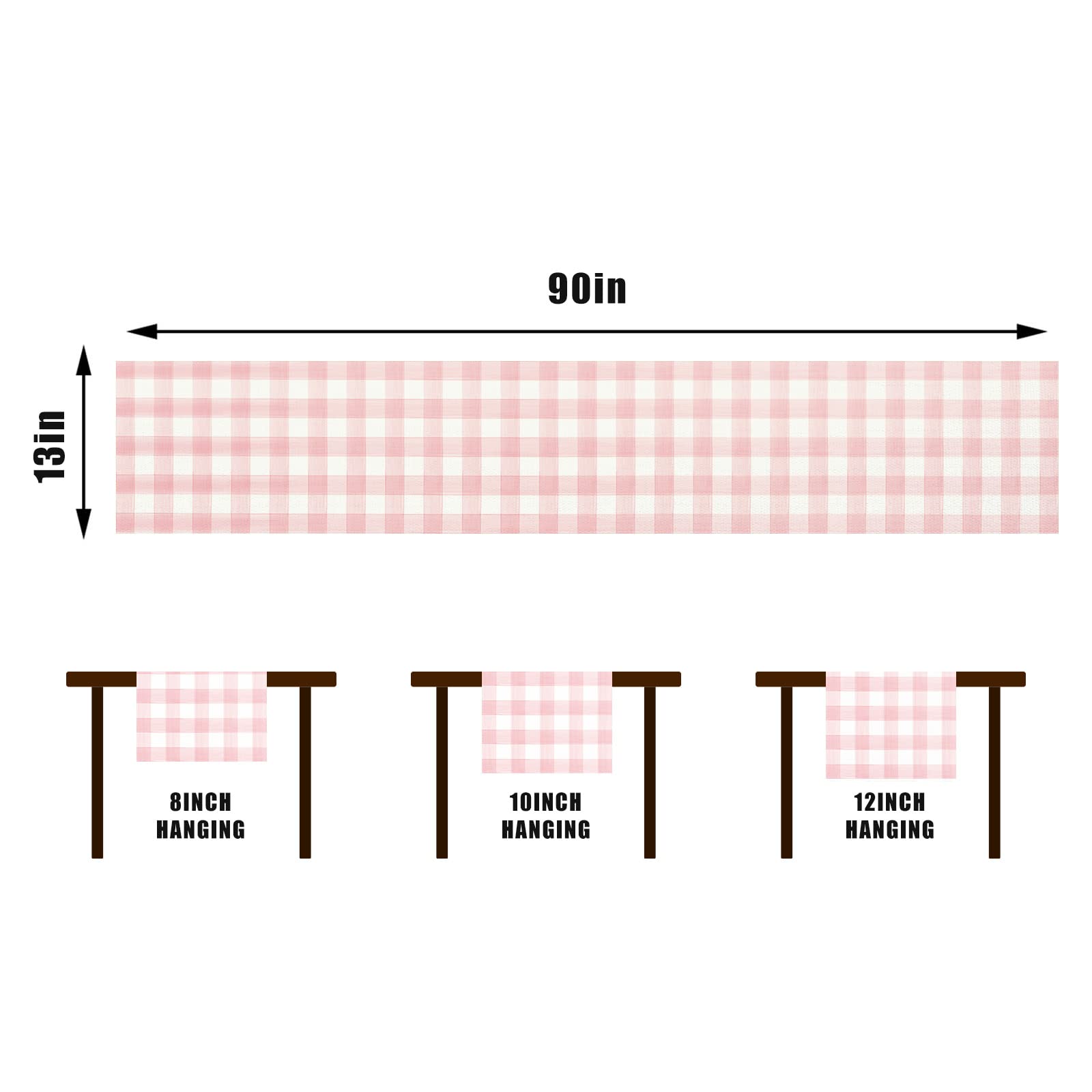 Rvsticty Linen Watercolor Pink White Buffalo Check Plaid Table Runner Gingham Tablecloth Farmhouse Spring Summer Easter Home Kitchen Table Decorations-13