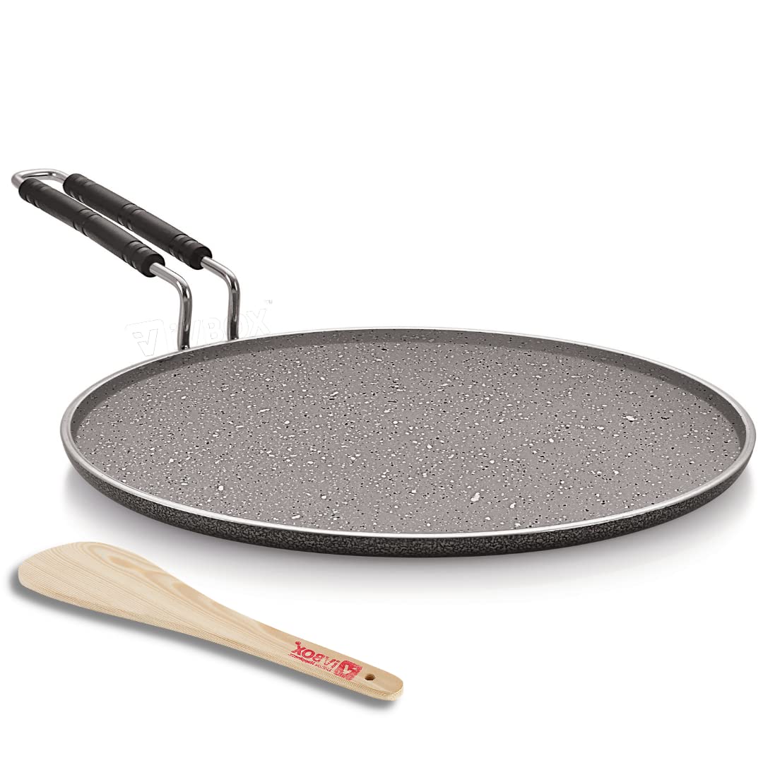 ivbox Rio-Marble Induction Base 300mm Non-Stick Multi-Purpose Aluminium Tawa, Grey (30cm, Induction and Gas Stove Compatible)