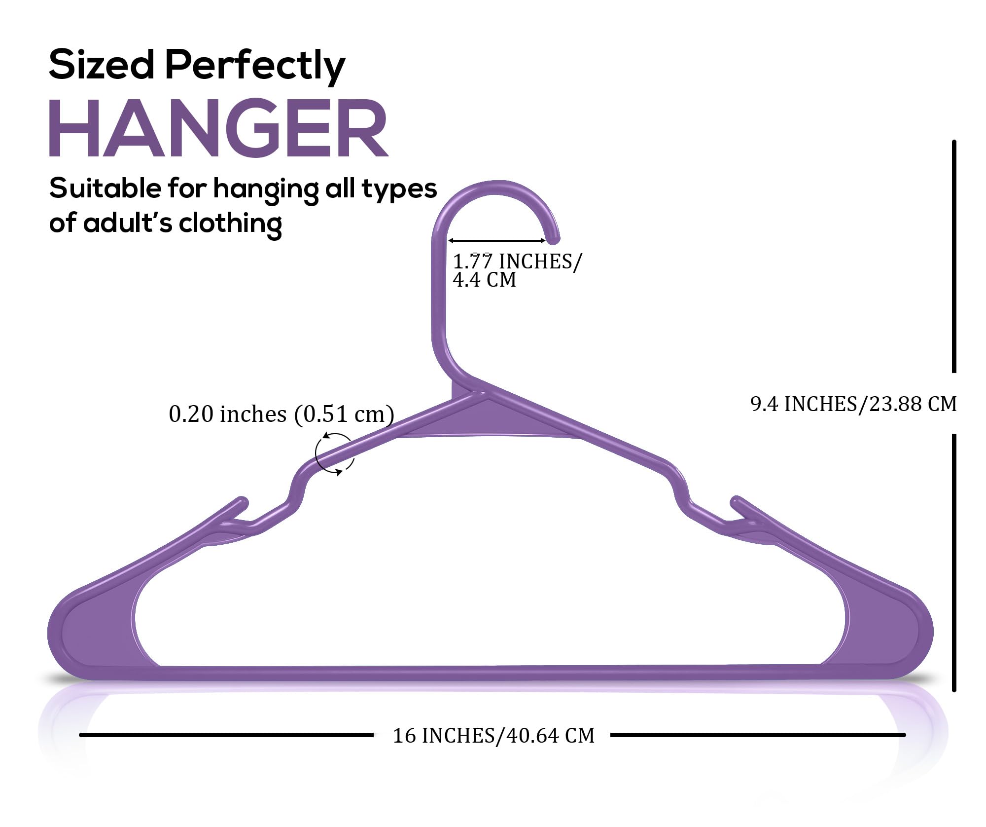 Utopia Home Clothes Hangers 50 Pack - Plastic Hangers Space Saving - Durable Coat Hanger with Shoulder Grooves (Purple)