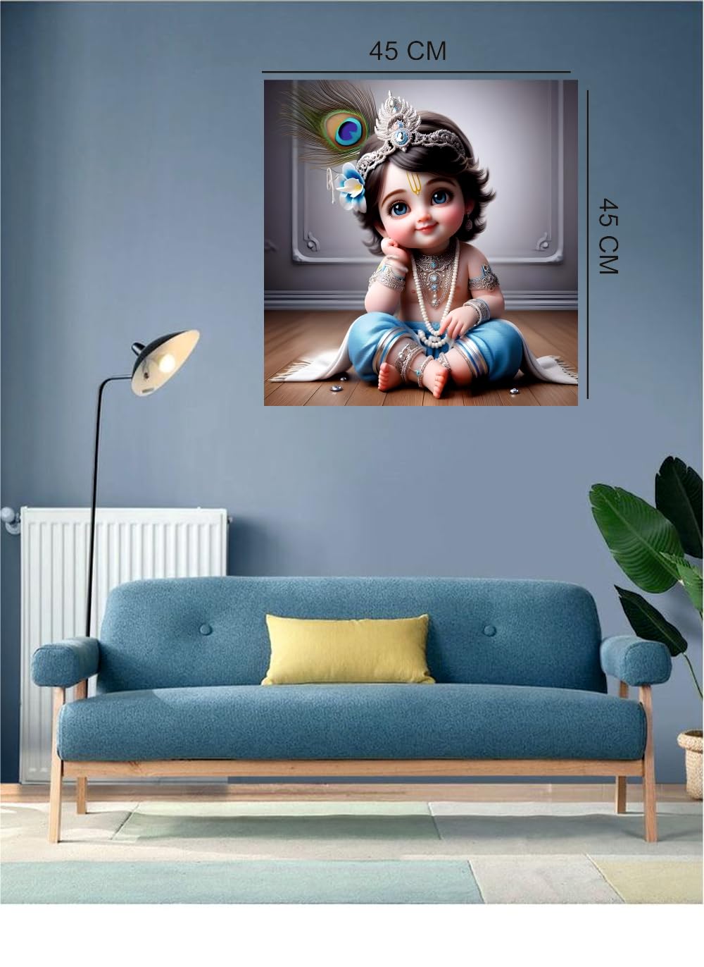 Anabia Decor Smily Baby Bal Govind God Wall Poster For Pooja Room,Livingroom, Bedroom, Office, Kidsroom (Size - 45 Cm X 45 Cm)