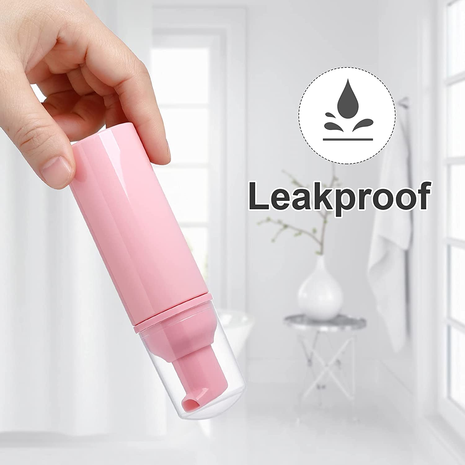 50 Pcs 2Oz/60Ml Foam Pump Bottle Lash Shampoo Bottles Travel Foam Pump Bottle Empty Pink Plastic Refillable Mini Soap Dispenser
