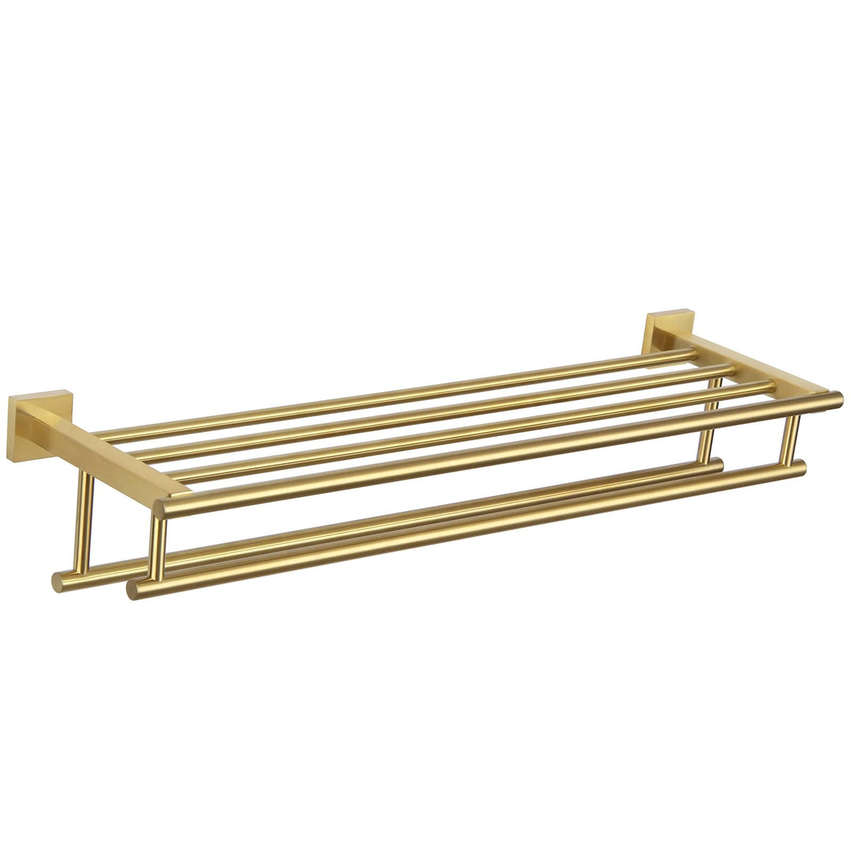 Angle Simple Towel Rack For Bathroom, Sus 304 Stainless Steel Hand Towel Holder With Shelf, Brushed Gold, 23.62 Inches