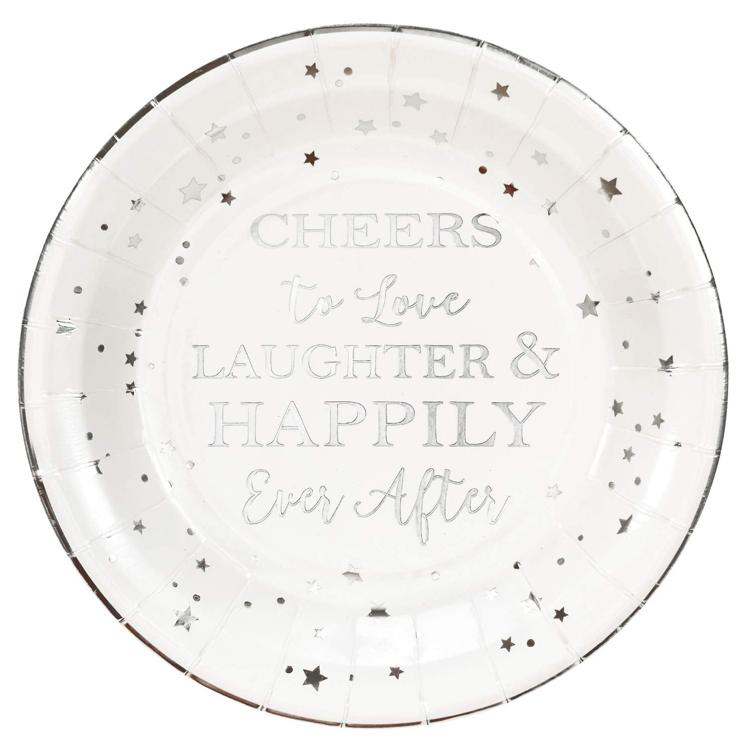 Crisky Cheers To Love Silver Disposable Plates For Bridal Shower, Wedding, Engagement, Bachelorett Party Decorations, Dessert, B