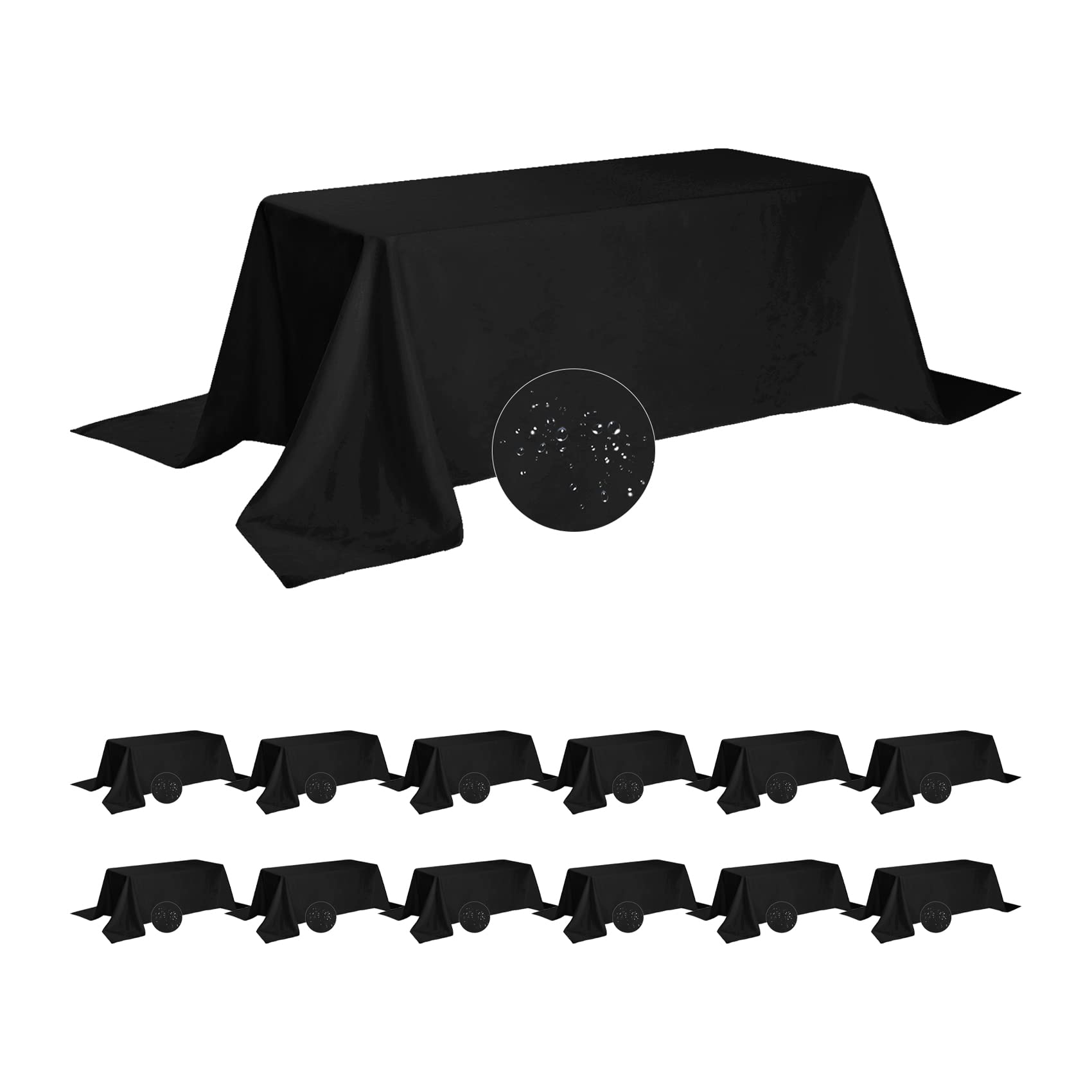 Fokitut 12 Pack Waterproof Rectangle Tablecloth, 90X156 Inch,Stain Resistant And Wrinkle Polyester Table Cloth, Fabric Table Cov