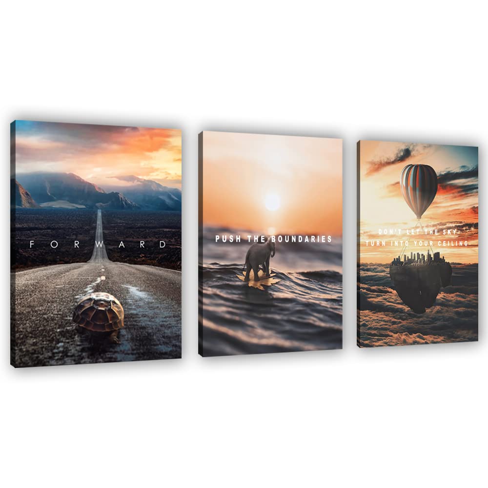 Motivational Wall Decor Poster Inspirational Wall Art 3 Pieces Canvas Wall Painting Framed Artwork For Living Room Bedroom Offic