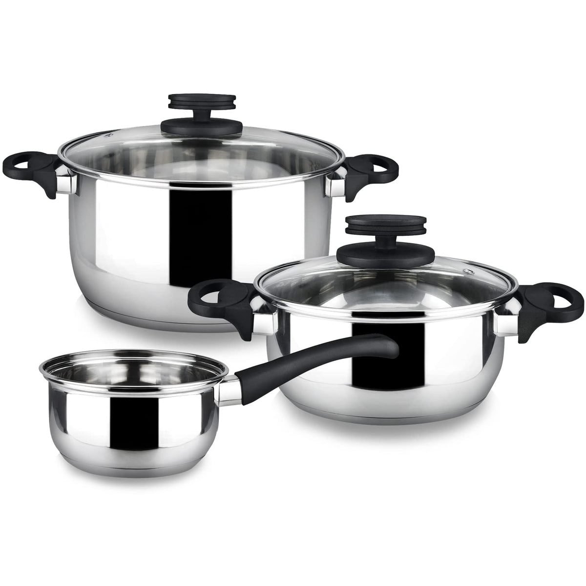 Cookware set MAGEFESA STYLE 5 Piece, include Stockpot, Dutch oven/Stew pot, Saucepan, Stainless Steel, compatible with all types