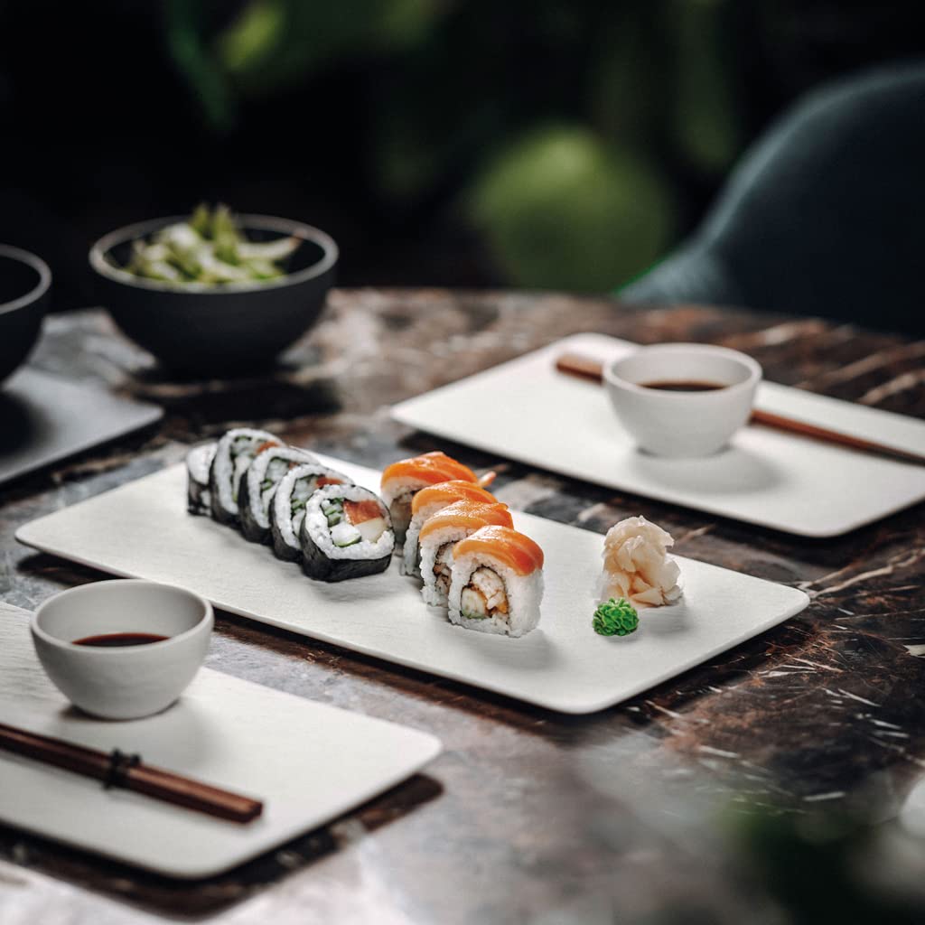 Villeroy & Boch Manufacture Rock Blanc Rectangular Serving Platter White For Meat, Fish And Vegetables, Premium Porcelain, 35X18