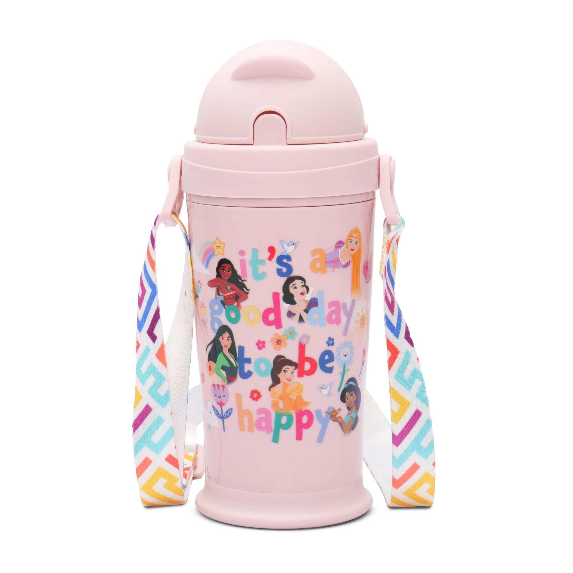 Jaypee Zippy Inner Stainless Steel 275 Ml Pink Disney Character Printed Pu Insulated Water Bottle For Kids|Rustproof & Leakproof