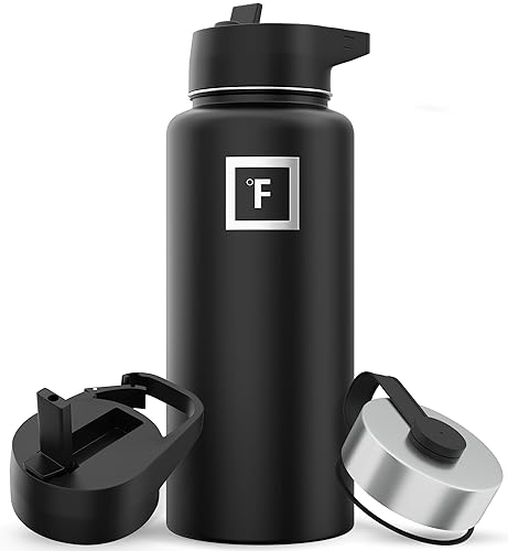 Iron Flask Sports Water Bottle - 32 Oz  3 Lids (Straw Lid)  Leak Proof  Vacuum Insulated Stainless Steel  Double Walled  Thermo Mug  Metal Canteen