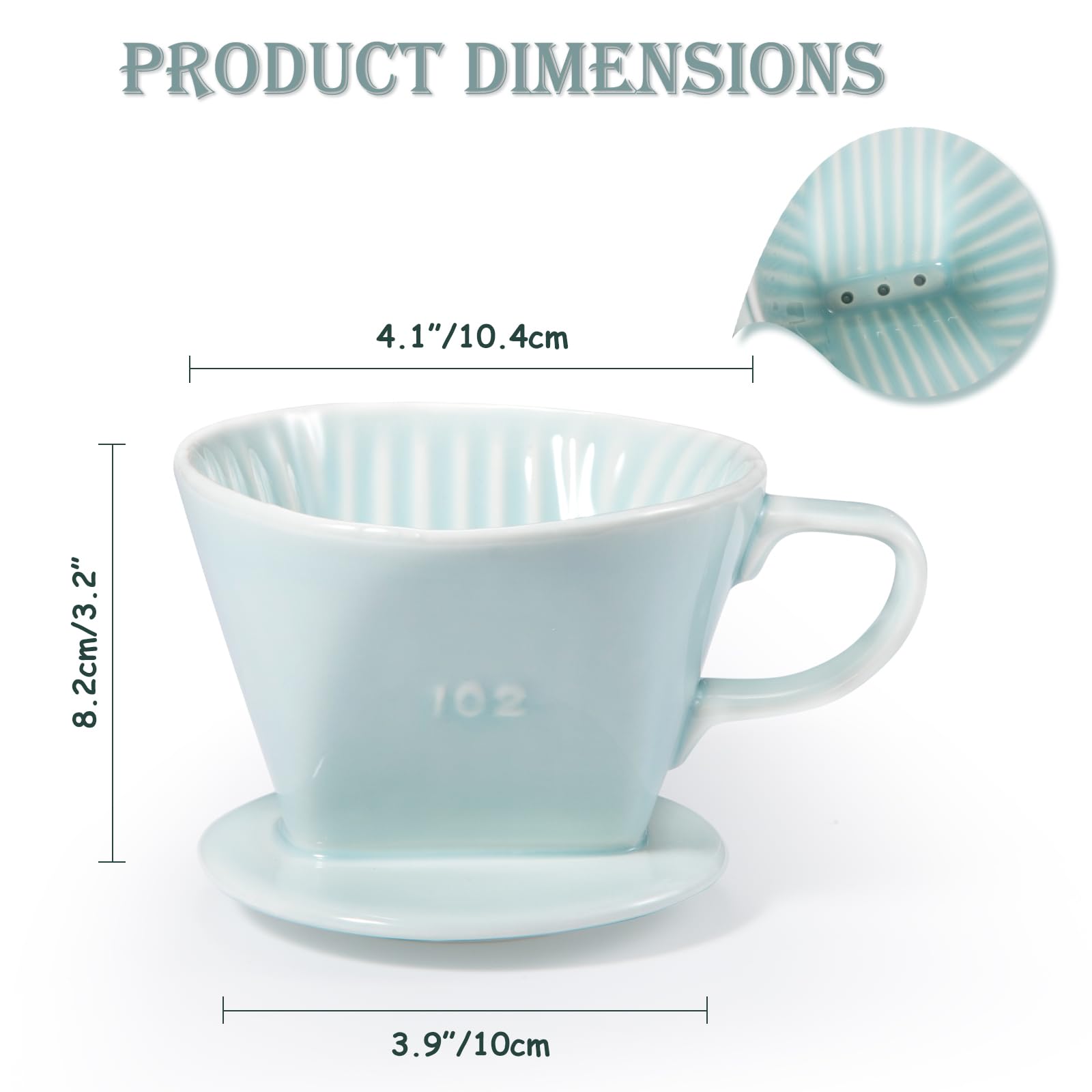 Noarixa Pour Over Coffee Dripper, Ceramic Pour Over Coffee Maker With 3 Holes Flat Bottom, Easy Manual Brew Maker, Porcelain Slo