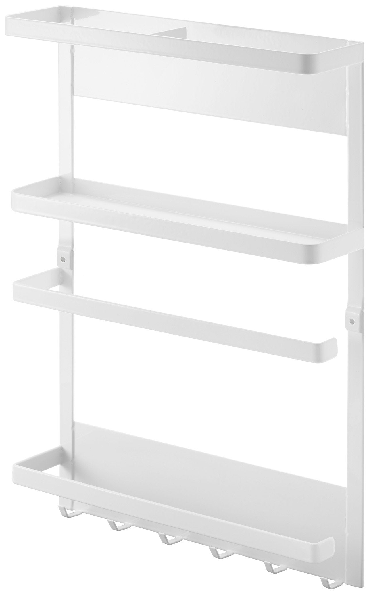 Yamazaki Industries 2907 Magnetic Refrigerator Side Rack, White, Approx. W 9.6 x D 2.6 x H 13.4 inches (24.5 x 6.5 x 34 cm), Pla
