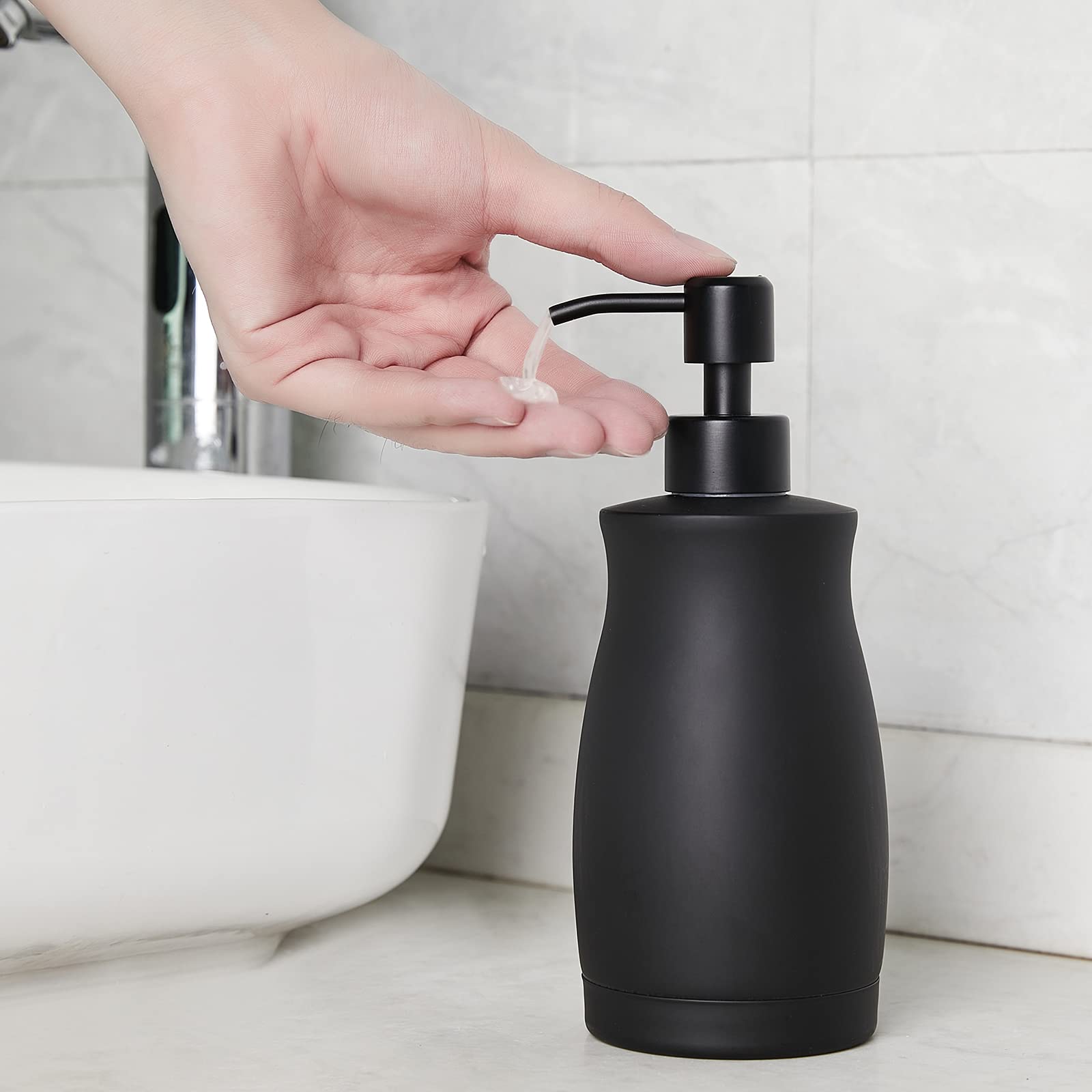 Zebeyima Modern Light Luxury Soap Dispenser With Funnel, Brushed Silver, 304 Stainless Steel, Metal Pump Hand Sanitizer Bottle F