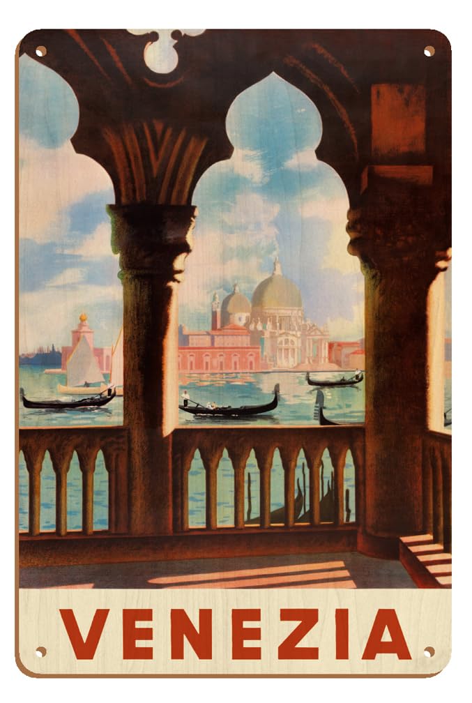 Venezia (Venice) Italy - Gondolas On Grand Canal - St. Mark'S Basilica (Basilica Di San Marco) - Vintage Travel Poster C.1938-8