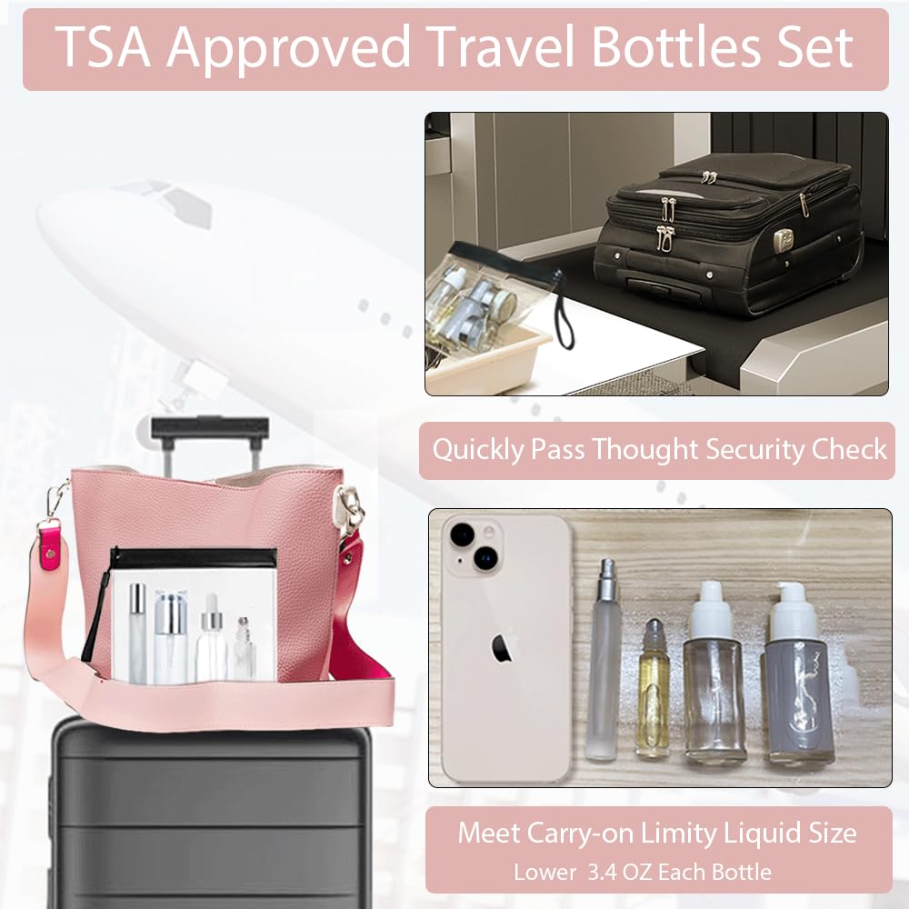 15Pack Glass Travel Bottles For Toiletries, Tsa Approved Travel Skincare Containers 1.35/0.7/1 Oz Silver Mini Travel Bottles Wit