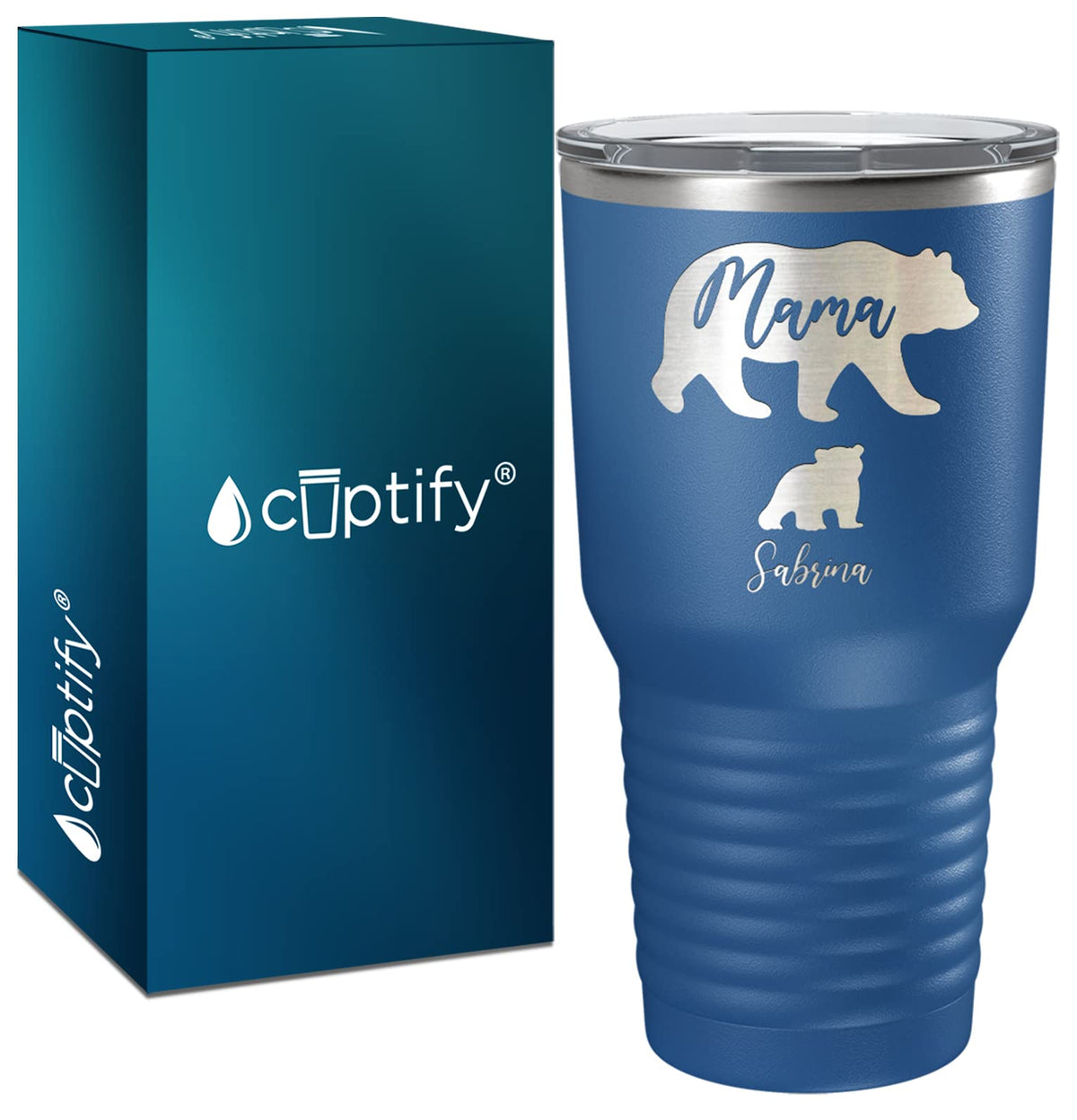 Mama Bear Tumbler Personalized Engraved Cubs On Blue 30 Oz Custom Birthday Gift For Women, Mom And Mother Insulated Stainless St