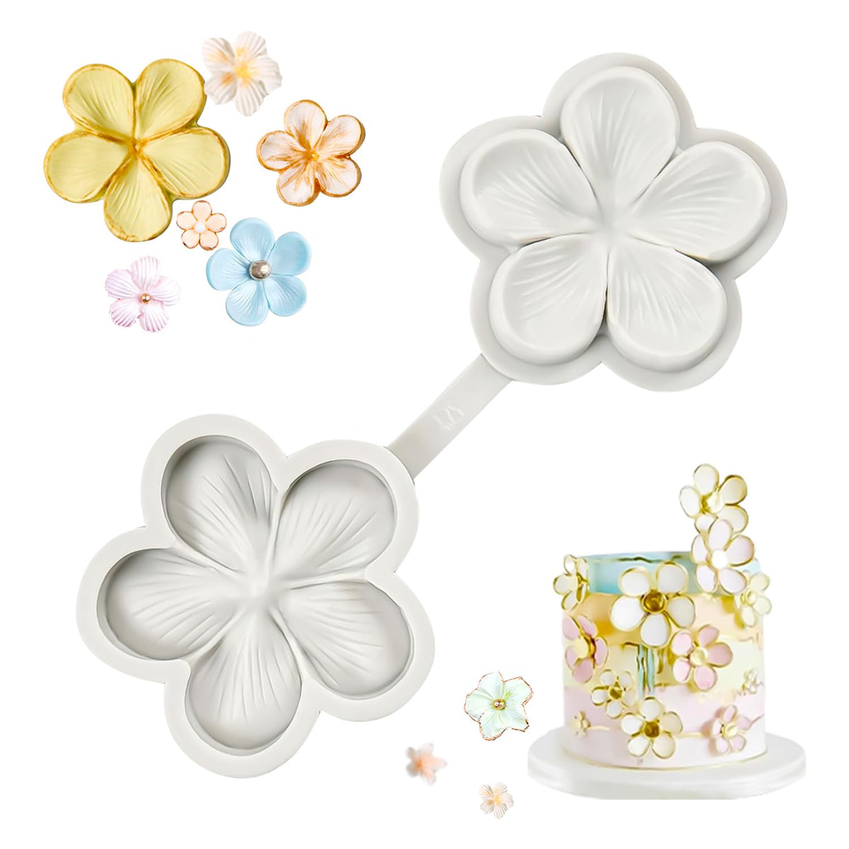 Sk Flower Blossom Veiner Fondant Cake Chocolate Sugarcraft Mould Mold Tool 1Pcs (Style 1)