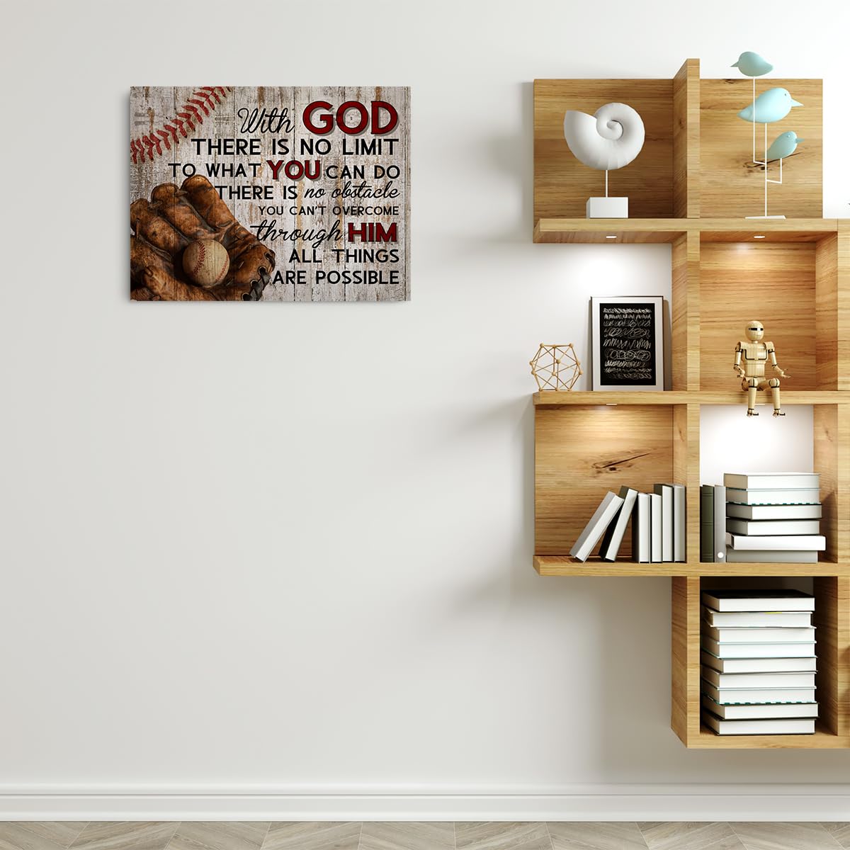 Baseball Gifts Stuff Religious Baseball Canvas Wall Art Wall Decor Inspirational Boys Men Room Rustic Framed Posters Art Prints