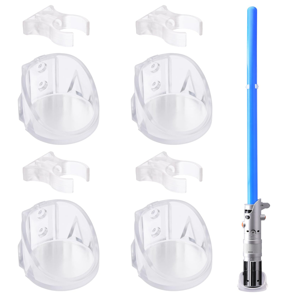 Lekusha Clear Lightsaber Wall Mount Display Stand Light Saber Holder Compatible For Any Lightsaber, Pack Of 4