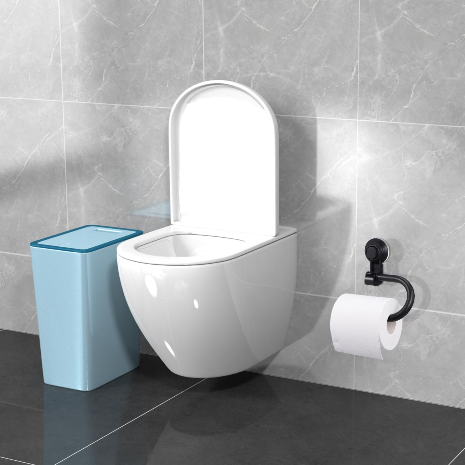 Operitacx Toilet Paper Holder Wall Mount, Vacuum Suction Cup Toilet Roll Holder Paper Dispenser For Bathroom Kitchen